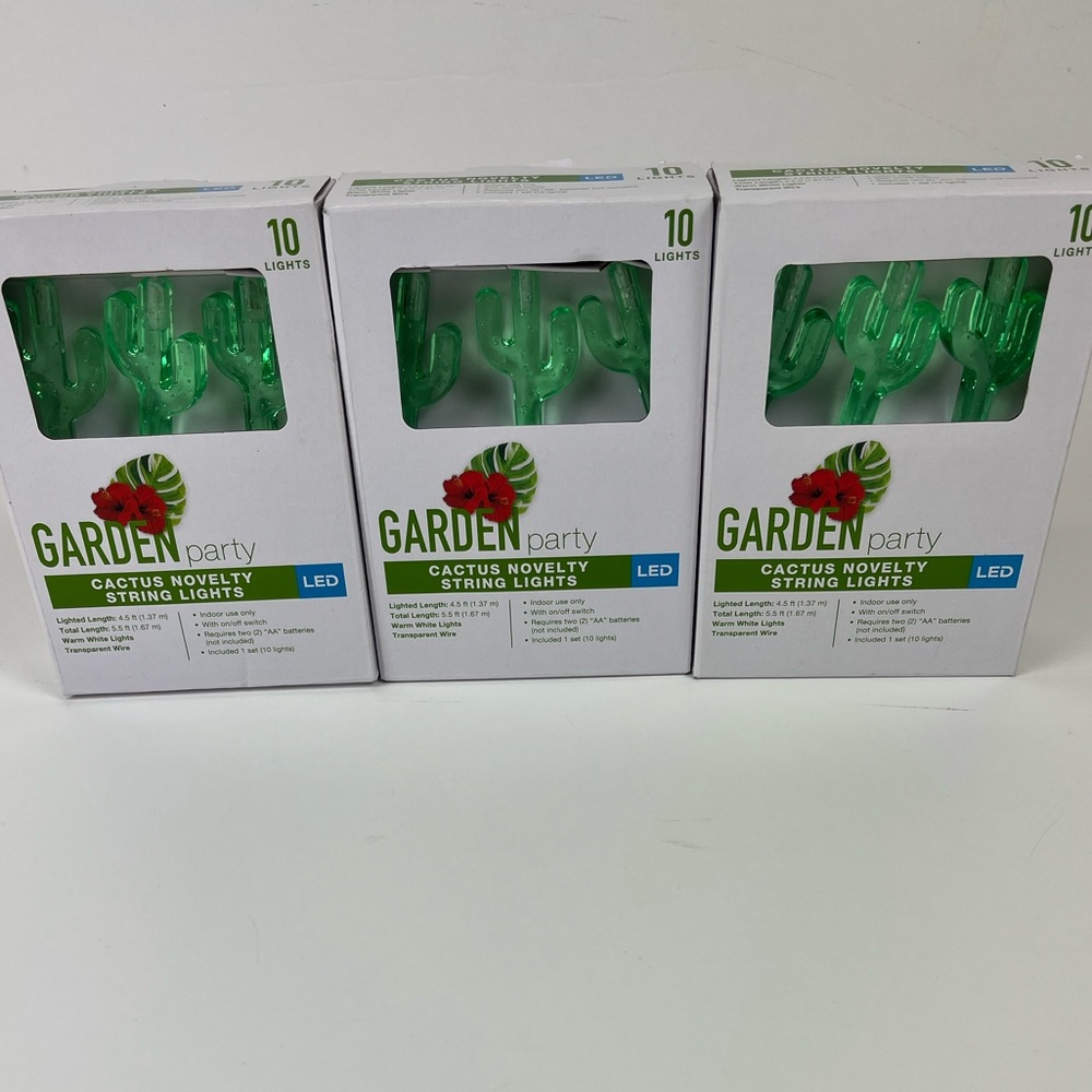Garden Party Cactus Novelty LED String Lights 3 packs of 10 lights